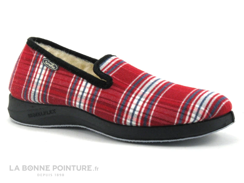 Semelflex TOMMFLEX Bordeaux - Rouge Ecossais - Charentaise Homme 7 Semelflex TOMMFLEX Bordeaux - Rouge Ecossais - Charentaise Homme – Image 5