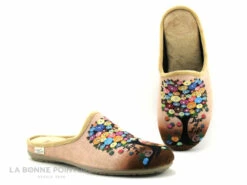 Maison Espadrille 9008-04 Beige - Pantoufle Mule - Arbre Multicolore