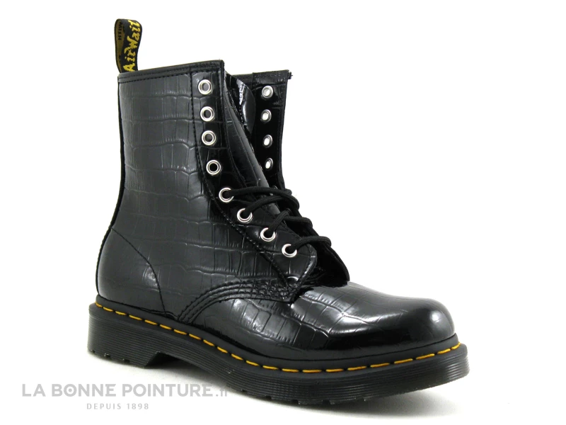 Dr. Martens Dr Martens 1460 Black Patent Croco - 26262001 - Boots Noir Verni 3 Dr. Martens Dr Martens 1460 Black Patent Croco - 26262001 - Boots Noir Verni