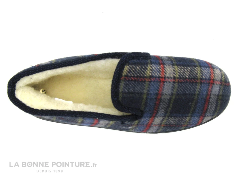 Lollans 001 TJ21153 - Charentaise Homme Fourre - Ecossais Bleu Gris 4 Lollans 001 TJ21153 - Charentaise Homme Fourre - Ecossais Bleu Gris – Image 2