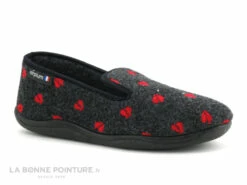 Airplum ZOMEO Anthracite - Coeurs Rouges - Charentaise Femme