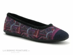 RYB 600 D3899 - Violet - Marine - Carreaux - Pantoufle Ballerine