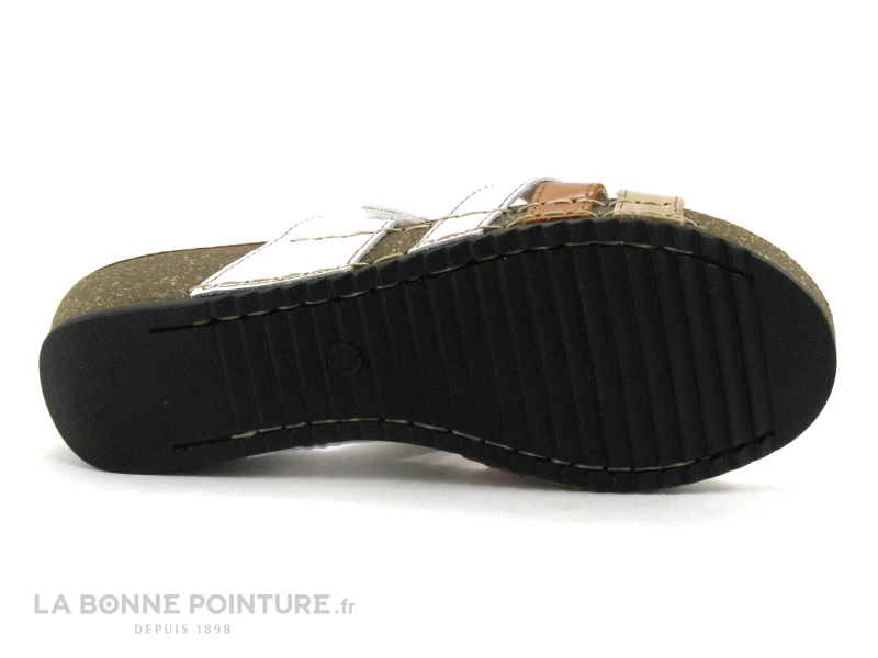 Fly Flot FLAMINGO Blanc Marron Beige - Mule Talon Compense 6 Fly Flot FLAMINGO Blanc Marron Beige - Mule Talon Compense – Image 4