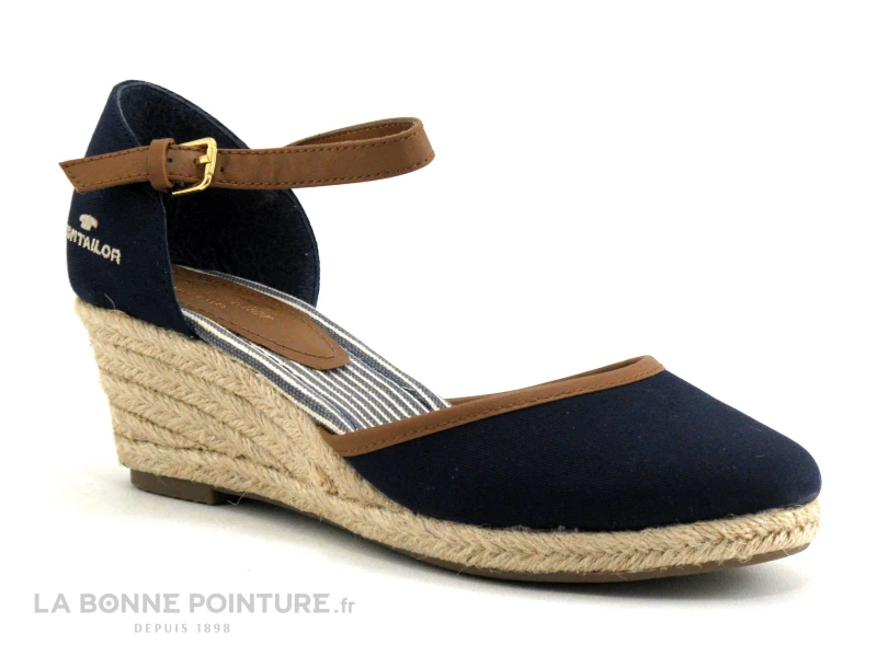 Tom Tailor 699090300 Navy - Sandale Compensee Toile -Bout Ferme 3 Tom Tailor 699090300 Navy - Sandale Compensee Toile -Bout Ferme