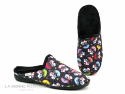 Maison Espadrille 6503 - Mule Hibou Noir - Pantoufle Femme