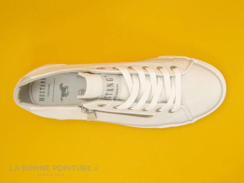 Mustang 1272-308-1 Weiss - Basket Blanche Zip Et Lacet 8 Mustang 1272-308-1 Weiss - Basket Blanche Zip Et Lacet – Image 6