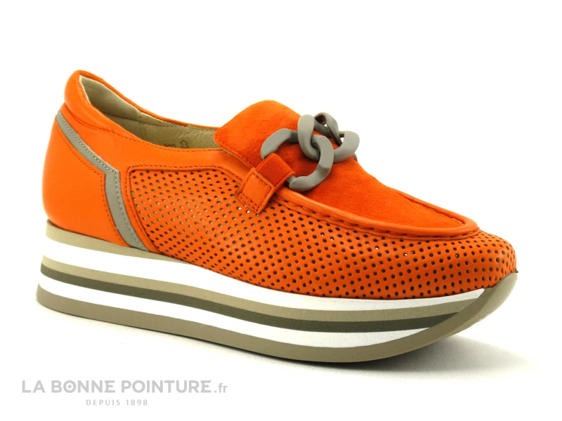 Softwaves CASSIE Mandarine - Mocassin Ajoure - Semelle Compensee 3 Softwaves CASSIE Mandarine - Mocassin Ajoure - Semelle Compensee