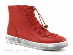 Lily Mood 26-1220 Red - Boots Femme Cuir Rouge - Elastique