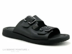 Morans POLARO Noir - Mule Homme Cuir Noir Avec Brides Reglables