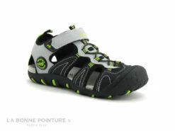 Wipop LINEA Noir Gris Lime - Sandale Sport Enfant