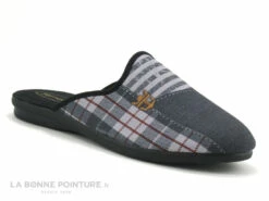 Semelflex MICKAEL Gris - Carreaux - Pantoufle Mule Homme