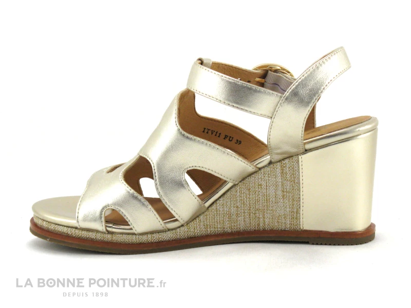 Fugitive IREEL Or - LPITV11 - Nu-pieds Dore - Talon Haut Compense 5 Fugitive IREEL Or - LPITV11 - Nu-pieds Dore - Talon Haut Compense – Image 3