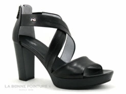 NeroGiardini E307500D 100 - Sandale Noire Plateforme Et Talon Haut