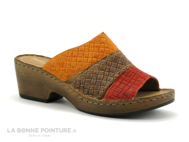 Pedi Girl YVAIR Rouge Safran - Mule Femme Petit Talon 3 Pedi Girl YVAIR Rouge Safran - Mule Femme Petit Talon