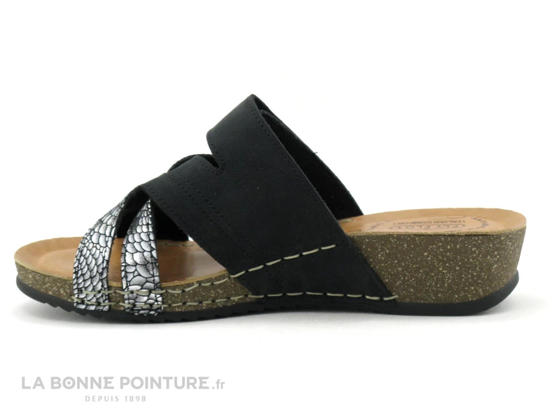 Fly Flot FLANCA Noir - Ecailles Argent - Mule Anatomique Femme 4 Fly Flot FLANCA Noir - Ecailles Argent - Mule Anatomique Femme – Image 2