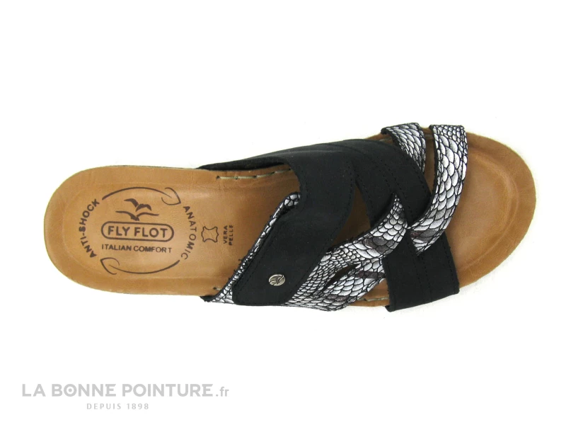 Fly Flot FLANCA Noir - Ecailles Argent - Mule Anatomique Femme 5 Fly Flot FLANCA Noir - Ecailles Argent - Mule Anatomique Femme – Image 3
