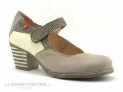 Devant 41 Alce Shoes 9809 Beige - Escarpin Petit Talon - Bride Velcro