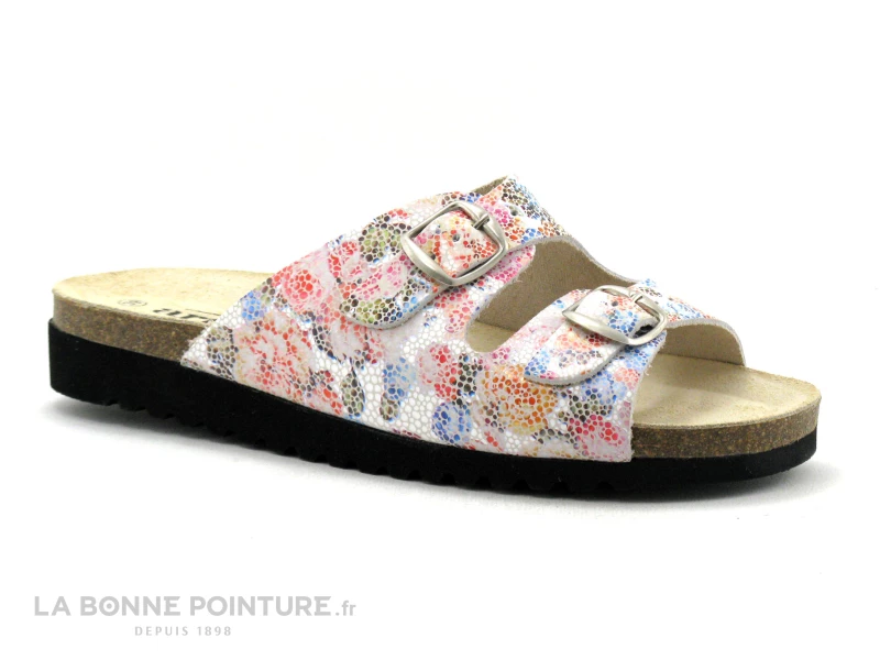 Artika Soft BASQUE Vaq Roses - Blanc - Multicolore - Mule Femme 7 Artika Soft BASQUE Vaq Roses - Blanc - Multicolore - Mule Femme – Image 5