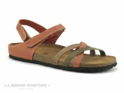 Inter Bios 7133 Brique Kaki Beige - Sandale Femme Semelle Liege