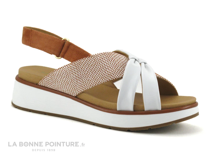 Fugitive KIM Orange - Blanc - Brides Croisees - Sandale Femme 3 Fugitive KIM Orange - Blanc - Brides Croisees - Sandale Femme