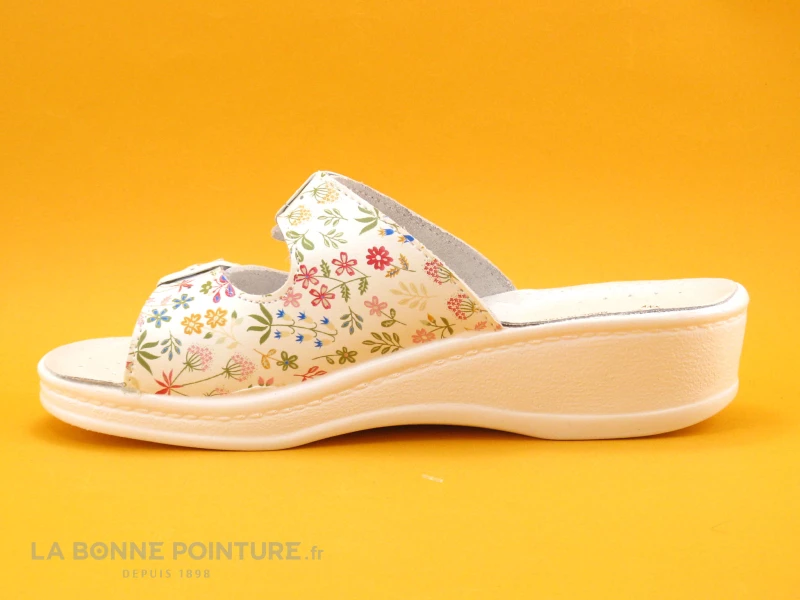 Sanital Light 4371 Blanc Et Fleuri - Brides A Boucle - Mule Medicale 4 Sanital Light 4371 Blanc Et Fleuri - Brides A Boucle - Mule Medicale – Image 2
