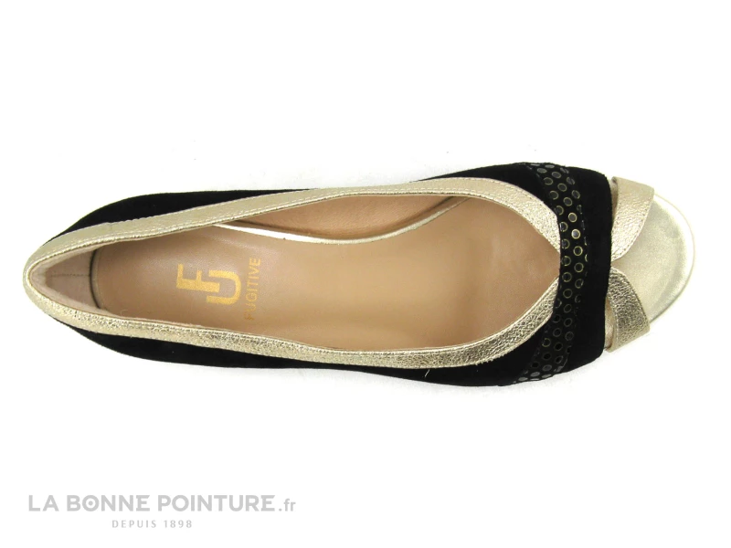 Fugitive FUMEE LPIJN11 Velours Noir - Or - Ballerine 8 Fugitive FUMEE LPIJN11 Velours Noir - Or - Ballerine – Image 6