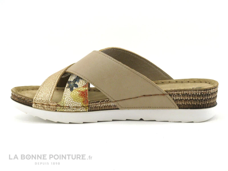 Morans MILTON 28724 - Beige Or Fleuri - Mule Compensee Femme 4 Morans MILTON 28724 - Beige Or Fleuri - Mule Compensee Femme – Image 2