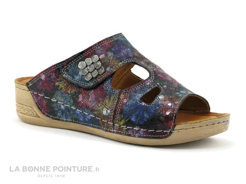 Loretta 6442PH Mule Cuir Femme - Black Floral 3 Loretta 6442PH Mule Cuir Femme - Black Floral