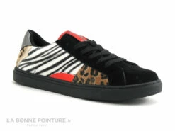 LPB Moon Walk Noir - Zebre Leopard - Basket Basse Femme