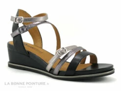 MamZelle NAGA Noir Etain CSIKG06 - Sandale Compensee