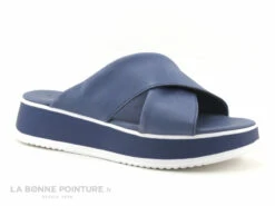 Agora PAIMPOL Jeans - Mule Compensee Bleu Jeans - Brides Croisees