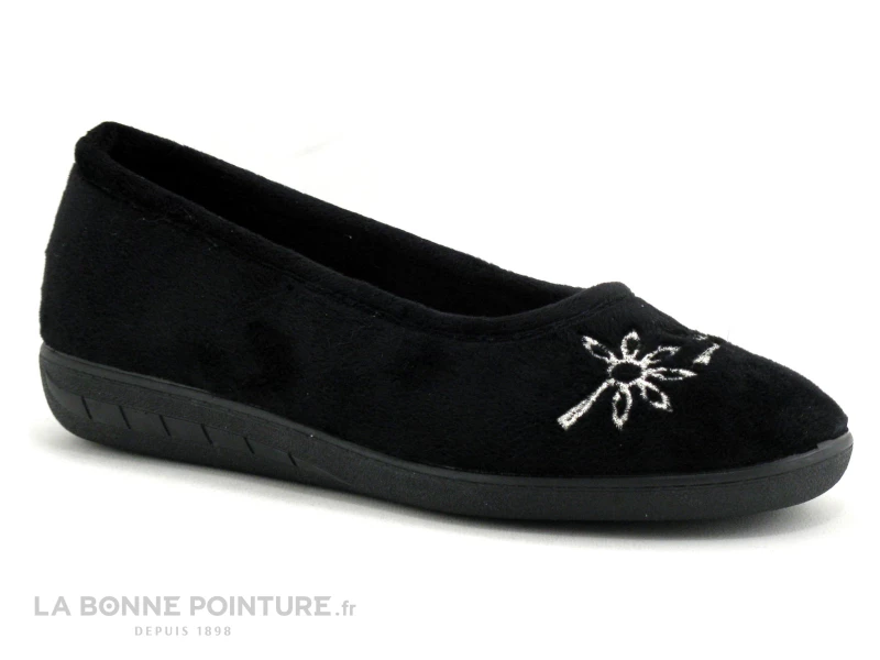 Koyuk Dinamic 614003 Noir - Fleurs Argent - Chausson Ballerine 3 Koyuk Dinamic 614003 Noir - Fleurs Argent - Chausson Ballerine