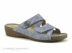 Flex Is PADULA Ceruleo - Mule Femme Cuir Velours Bleu 2 Velcros