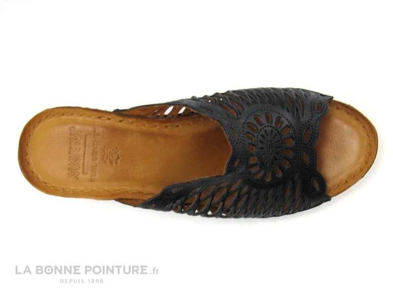 Karyoka GENI Noir - Mule Talon Compense Cuir Noir 7 Karyoka GENI Noir - Mule Talon Compense Cuir Noir – Image 5