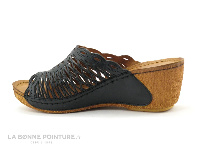 Karyoka GENI Noir - Mule Talon Compense Cuir Noir 5 Karyoka GENI Noir - Mule Talon Compense Cuir Noir – Image 3