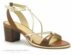 Tropeziennes LILON Tan 27702 - Sandale Talon Marron Et Or