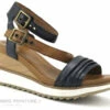 Tamaris 1-28021-28 Navy Nut - Sandale Bleu Marine - Talon Compense