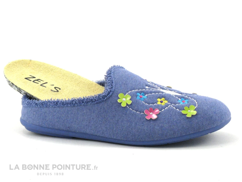 Zels 4523 Francia - Pantoufle Mule Femme Bleu Ciel - Papillon Et Fleurs 5 Zels 4523 Francia - Pantoufle Mule Femme Bleu Ciel - Papillon Et Fleurs – Image 3