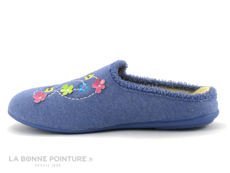 Zels 4523 Francia - Pantoufle Mule Femme Bleu Ciel - Papillon Et Fleurs 4 Zels 4523 Francia - Pantoufle Mule Femme Bleu Ciel - Papillon Et Fleurs – Image 2