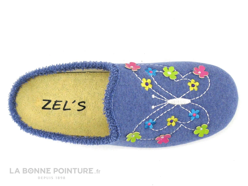 Zels 4523 Francia - Pantoufle Mule Femme Bleu Ciel - Papillon Et Fleurs 6 Zels 4523 Francia - Pantoufle Mule Femme Bleu Ciel - Papillon Et Fleurs – Image 4