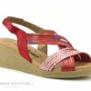 Jordana 3341 - Sandale Compensee Femme Cuir Rouge Et Argent