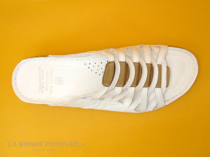 Karyoka DADOU Blanc - Mule Femme - Talon Compense 7 Karyoka DADOU Blanc - Mule Femme - Talon Compense – Image 5
