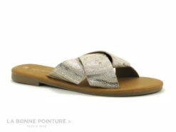 The Divine Factory HW4625 Blanc Argent Beige - Mule Plate Femme