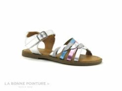 3 Pommes VINNIE Argent Rose Bleu - Sandale Fille